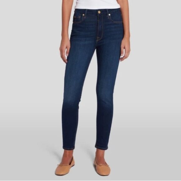 7 for all Mankind Dark Wash Blue Low rise the ankle skinny jeans size 26 - Picture 1 of 16